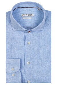 Giordano Row Cutaway Plain Linen Shirt Light Blue