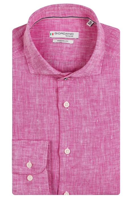 Giordano Row Cutaway Plain Linen Shirt Pink