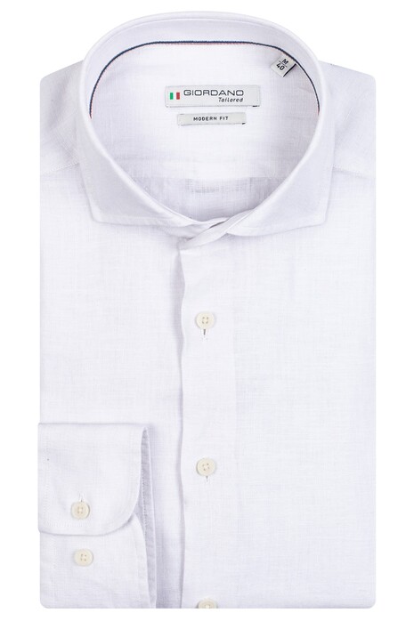 Giordano Row Cutaway Plain Linen Shirt White