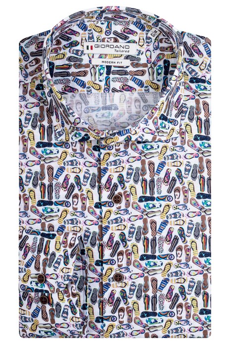 Giordano Row Cutaway Slippers Pattern Shirt Multicolor