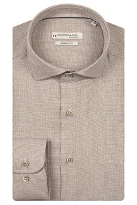 Giordano Row Cutaway Soft Abstract Graphical Pattern Shirt Dark Brown Melange