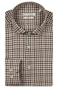 Giordano Row Cutaway Soft Flanel Check Overhemd Kitt-Bruin