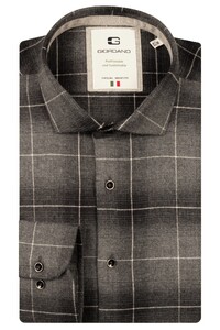 Giordano Row Cutaway Soft Flanel Check Overhemd Soft Grey
