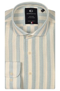 Giordano Row Cutaway Structure Stripe Shirt Light Blue