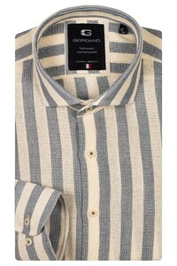 Giordano Row Cutaway Structure Stripe Shirt Navy