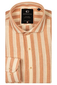 Giordano Row Cutaway Structure Stripe Shirt Pastel Pink