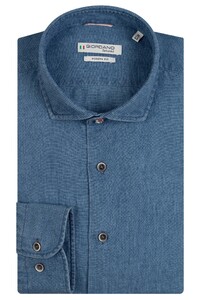 Giordano Row Cutaway Washed Linen Cotton Blend Puppytooth Shirt Blue