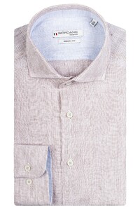 Giordano Row Fine Stripe Linen Shirt Brown