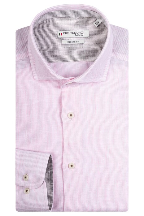 Giordano Row Fine Stripe Linen Shirt Soft Pink