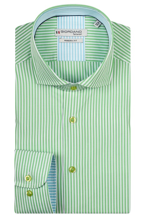 Giordano Row Fresh Stripes Overhemd Groen