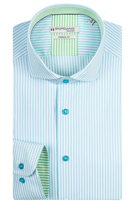 Giordano Row Fresh Stripes Overhemd Midden Blauw