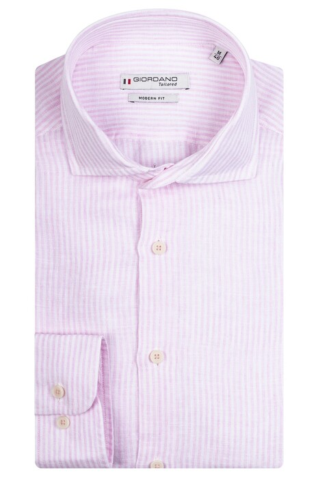 Giordano Row Linen Stripe Shirt Soft Pink