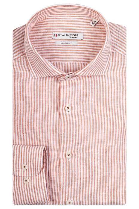 Giordano Row Linnen Stripe Overhemd Oranje