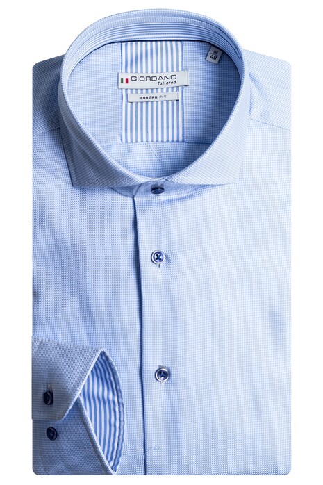 Giordano Row Micro Pied De Poule Shirt Light Blue