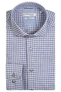 Giordano Row Minimal Two-Tone Check Cotton Wool Shirt Light Blue
