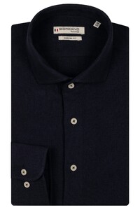 Giordano Row Plain Structured Cotton Cutaway Collar Overhemd Navy