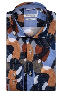 Giordano Row Semi Cutaway Big Fantasy Round Pattern Overhemd Navy-Bruin