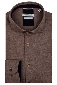 Giordano Row Semi Cutaway Brushed Plain Weave Shirt Dark Brown Melange