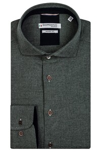 Giordano Row Semi Cutaway Brushed Plain Weave Shirt Dark Green