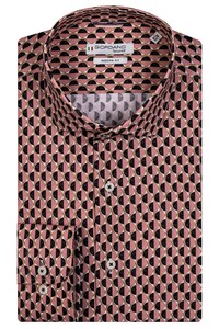 Giordano Row Semi Cutaway Fantasy Triangle Circles Pattern Shirt Soft Pink
