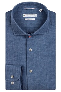 Giordano Row Semi Cutaway Fine Herringbone Overhemd Blauw