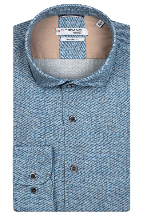 Giordano Row Semi Cutaway Fine Pattern Shirt Aqua