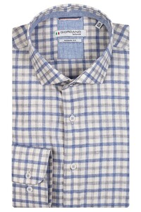 Giordano Row Semi Cutaway Flanel Twill Check Overhemd Blauw
