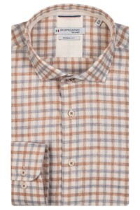 Giordano Row Semi Cutaway Flannel Twill Check Shirt Off White