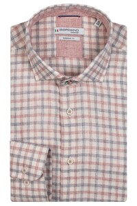 Giordano Row Semi Cutaway Flannel Twill Check Shirt Soft Pink