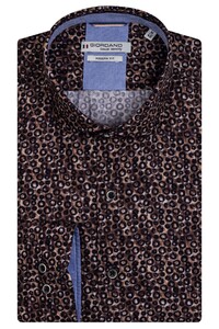 Giordano Row Semi Cutaway Graphic Circle Dot Shirt Brown