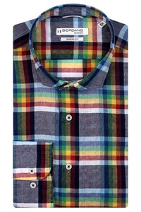 Giordano Row Semi Cutaway Multicolor Check Shirt Navy-Multi