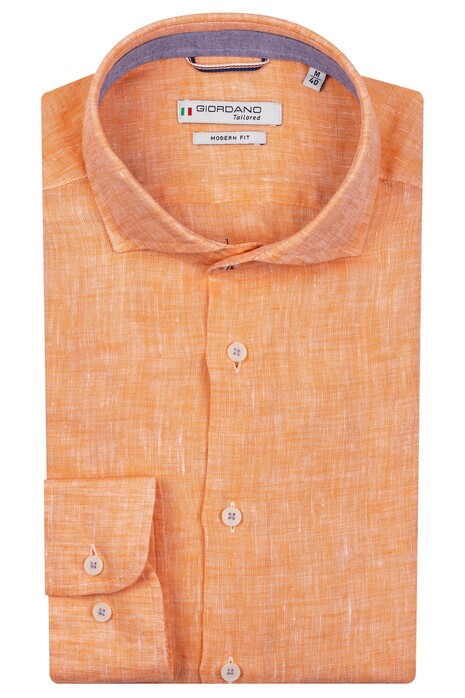 Giordano Row Semi Cutaway Uni Linen Shirt Salmon