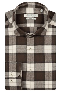 Giordano Row Soft Flannel Large Check Shirt Dark Brown Melange