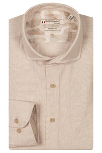 Giordano Row Soft Washed Cotton Linnen Cutaway Collar Micro Gingham Check Overhemd Kitt