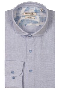 Giordano Row Soft Washed Cotton Linnen Cutaway Collar Micro Gingham Check Overhemd Licht Blauw