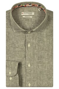 Giordano Row Soft Washed Linen Mélange Cutaway Collar Shirt Apple Green
