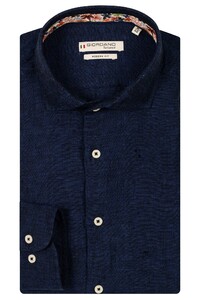 Giordano Row Soft Washed Linen Mélange Cutaway Collar Shirt Navy