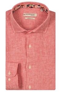 Giordano Row Soft Washed Linen Mélange Cutaway Collar Shirt Red