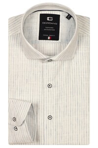 Giordano Row Striped Cotton Linnen Mélange Cutaway Collar Overhemd Licht Blauw