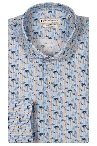 Giordano Row Tropical Surf Fantasy Stripe Pattern Overhemd Licht Blauw