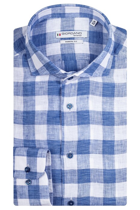 Giordano Row Two Tone Check Overhemd Navy