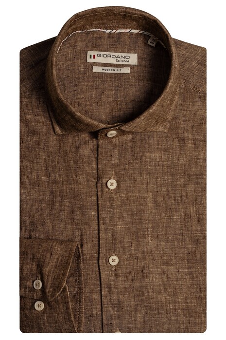 Giordano Row Uni Color Linen Blend Shirt Brown