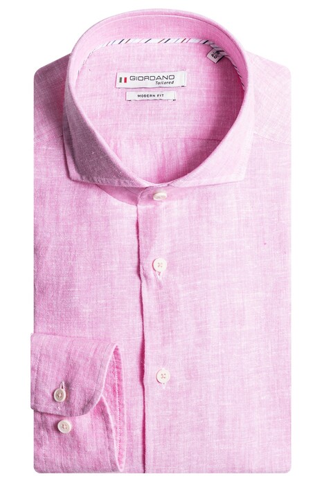 Giordano Row Uni Color Linen Blend Shirt Pink