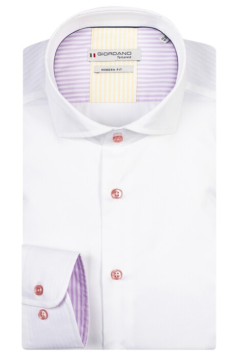 Giordano Row Uni Fresh Stripes Contrast Shirt White-Lilac