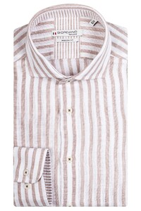 Giordano Row Wide Stripe Linen Shirt Brown