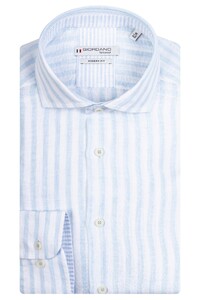 Giordano Row Wide Stripe Linen Shirt Light Blue