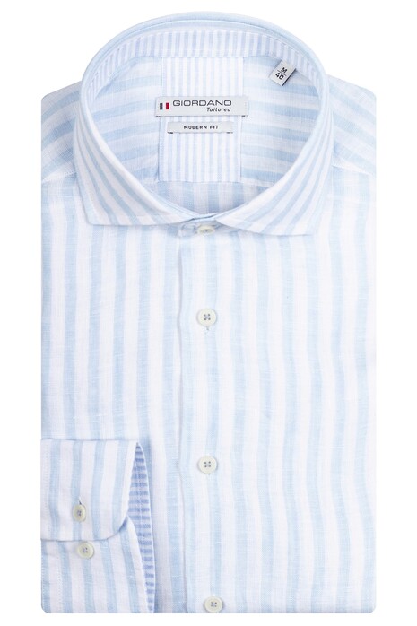 Giordano Row Wide Stripe Linnen Overhemd Licht Blauw