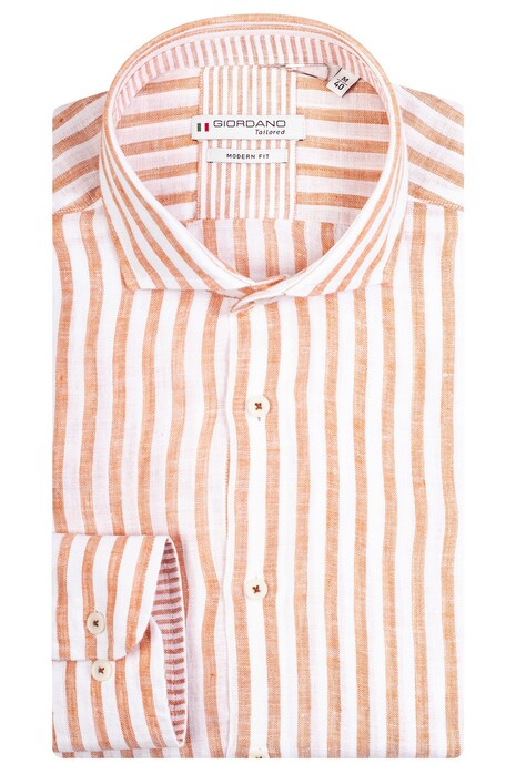 Giordano Row Wide Stripe Linnen Overhemd Oranje