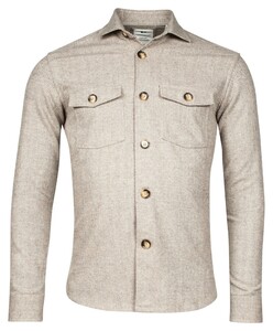 Giordano Salerno Bold Herringbone Semi Cutaway Overshirt Donker Bruin