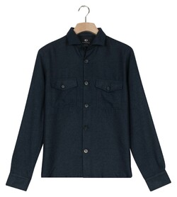 Giordano Salerno Overshirt Wooltouch Mélange Twill Navy